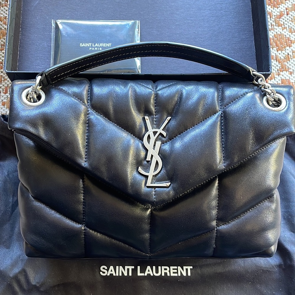 New Saint Laurent Small Lou Lou Puffer. Black with Silver hardware. Never worn
